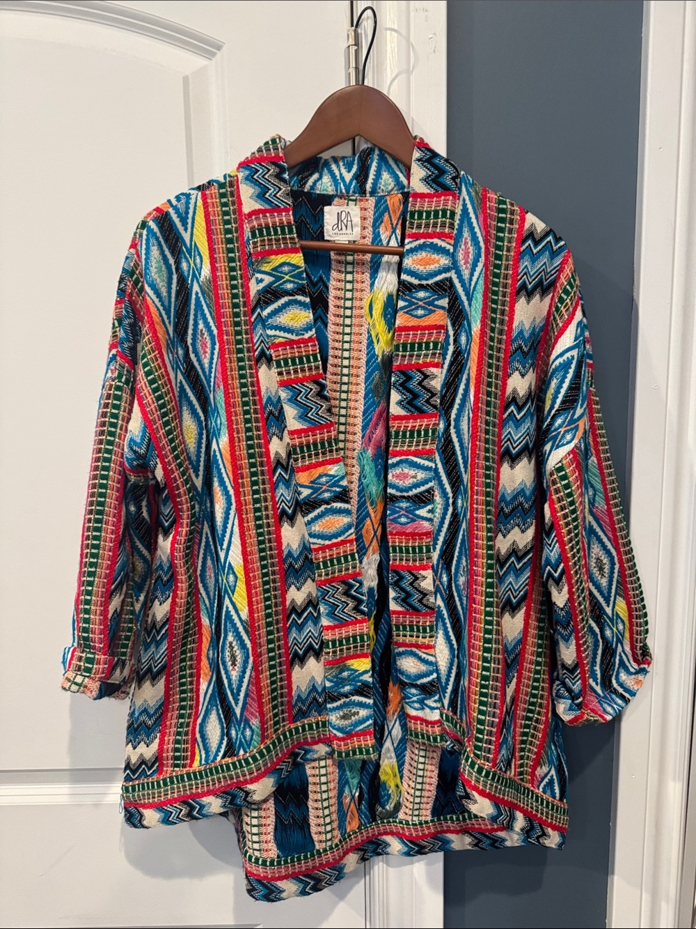 DRA Anthropologie Colorful Aztec Open Cardigan Jacket - Multicolor